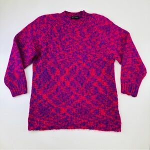 90s Vintage mohair blend sweater Large Oversize Dana Brooke red purple blue